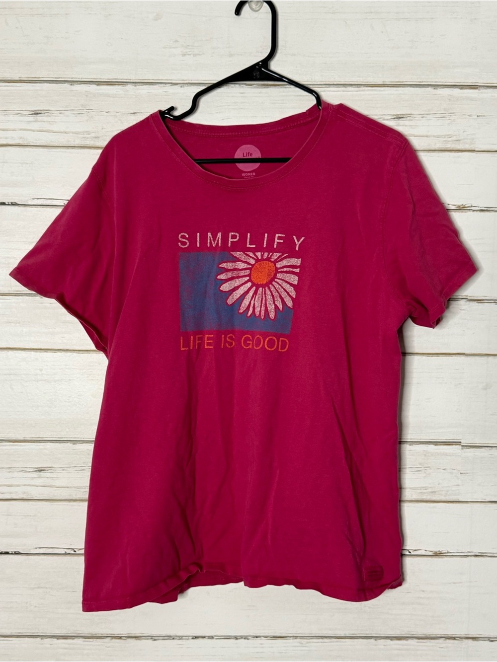 Life Is Good Women’s XL Pink Simplify Daisy Graphic T-Shirt